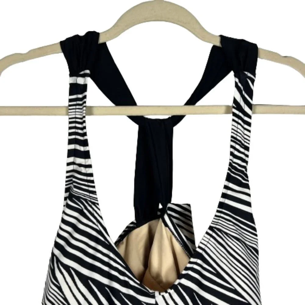 Ava & Viv Womens‎ Swim Tankini Top Diagonal Stripes Black White Plus Size 20W